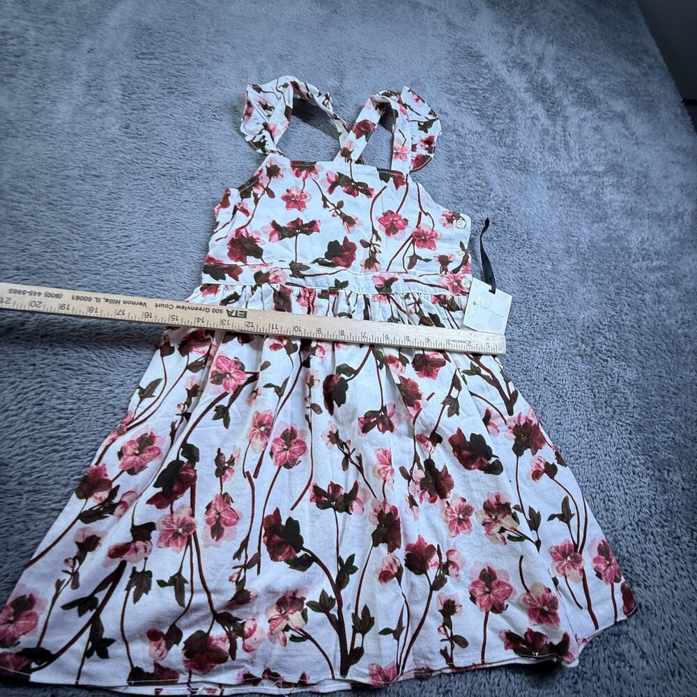 Victoria Beckham Girls Dress NEW White Pink Floral M Cotton Knit Lined - Picture 4 of 8